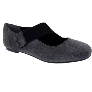 Ros Hommerson Danish Mary Jane Flats, grey w black strap, size 9